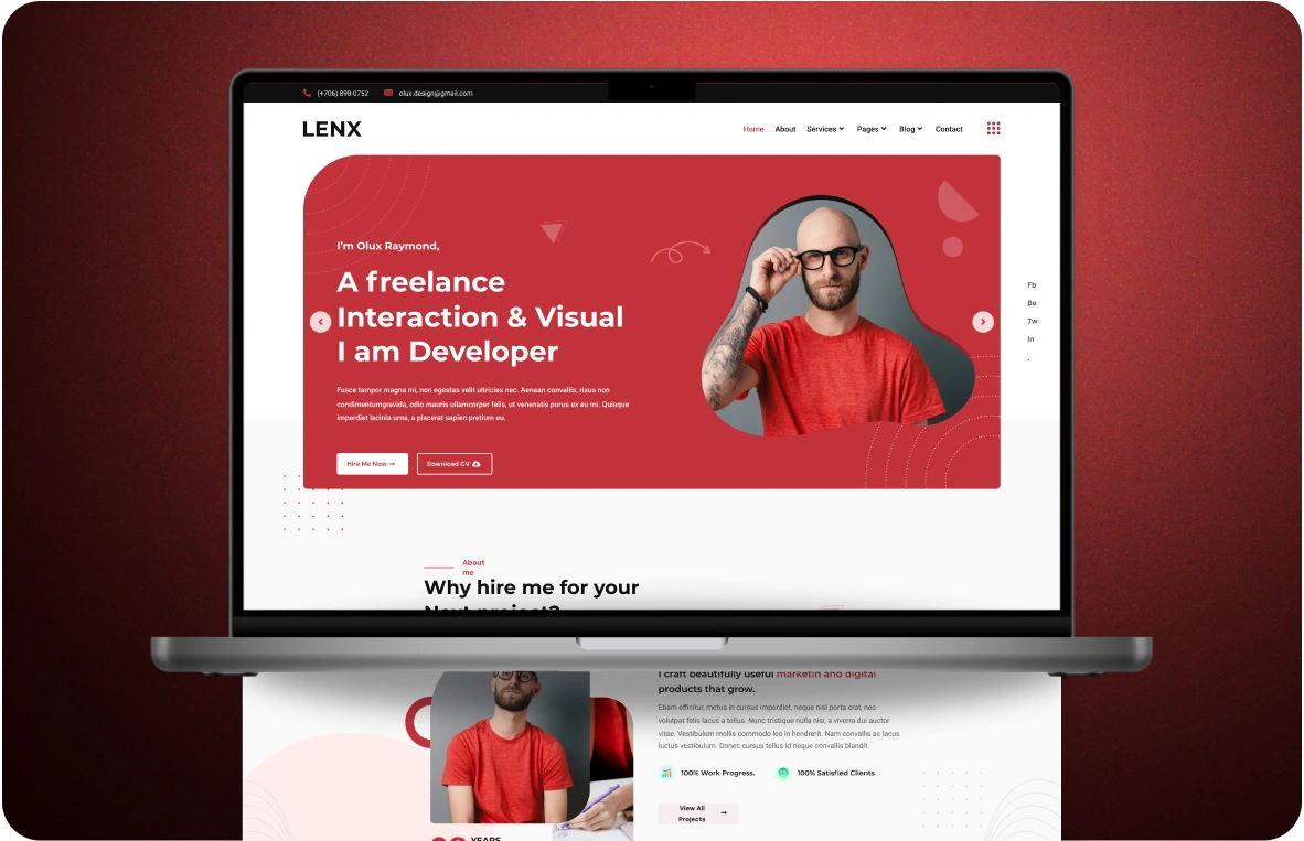 LenX – Creative Portfolio Website for Freelance Designer project preview