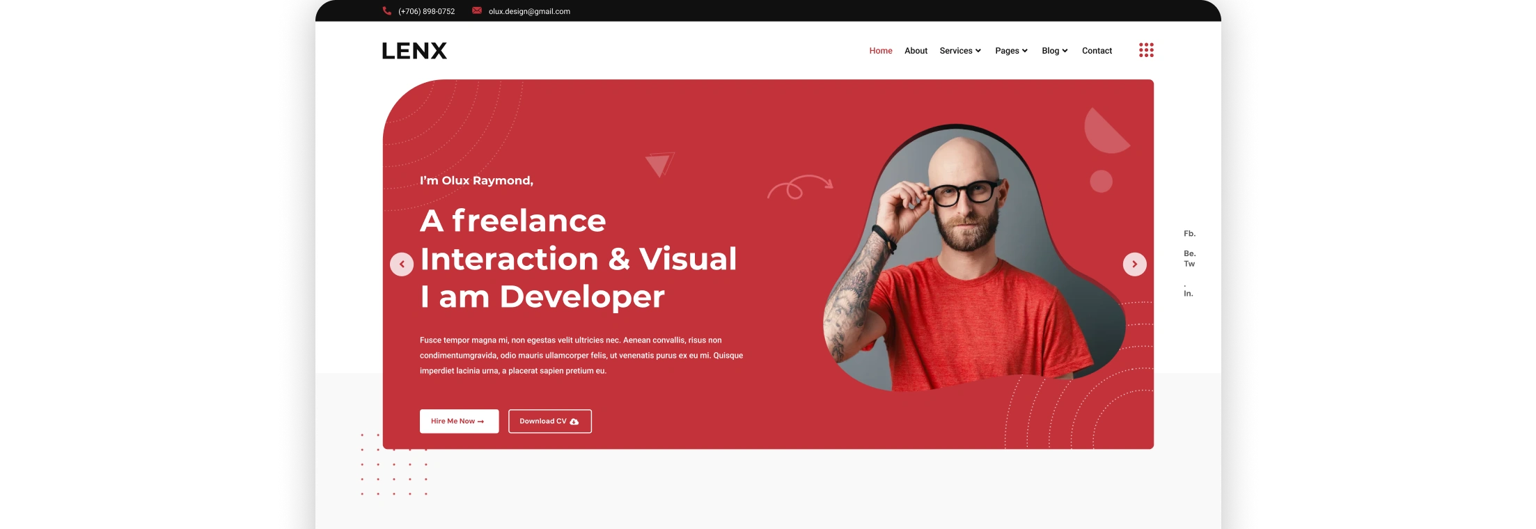 LenX – Creative Portfolio Website for Freelance Designer 1