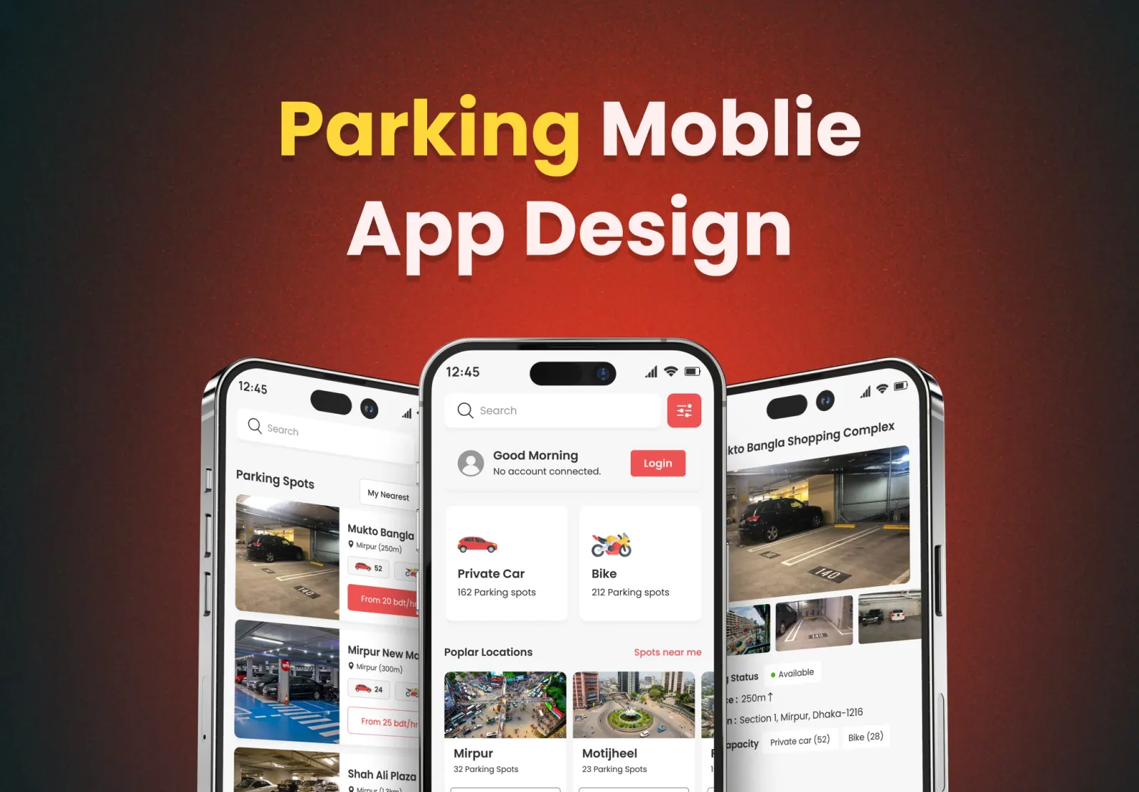 ParkEasy – Vehicle Parking Mobile App UI/UX Design project preview