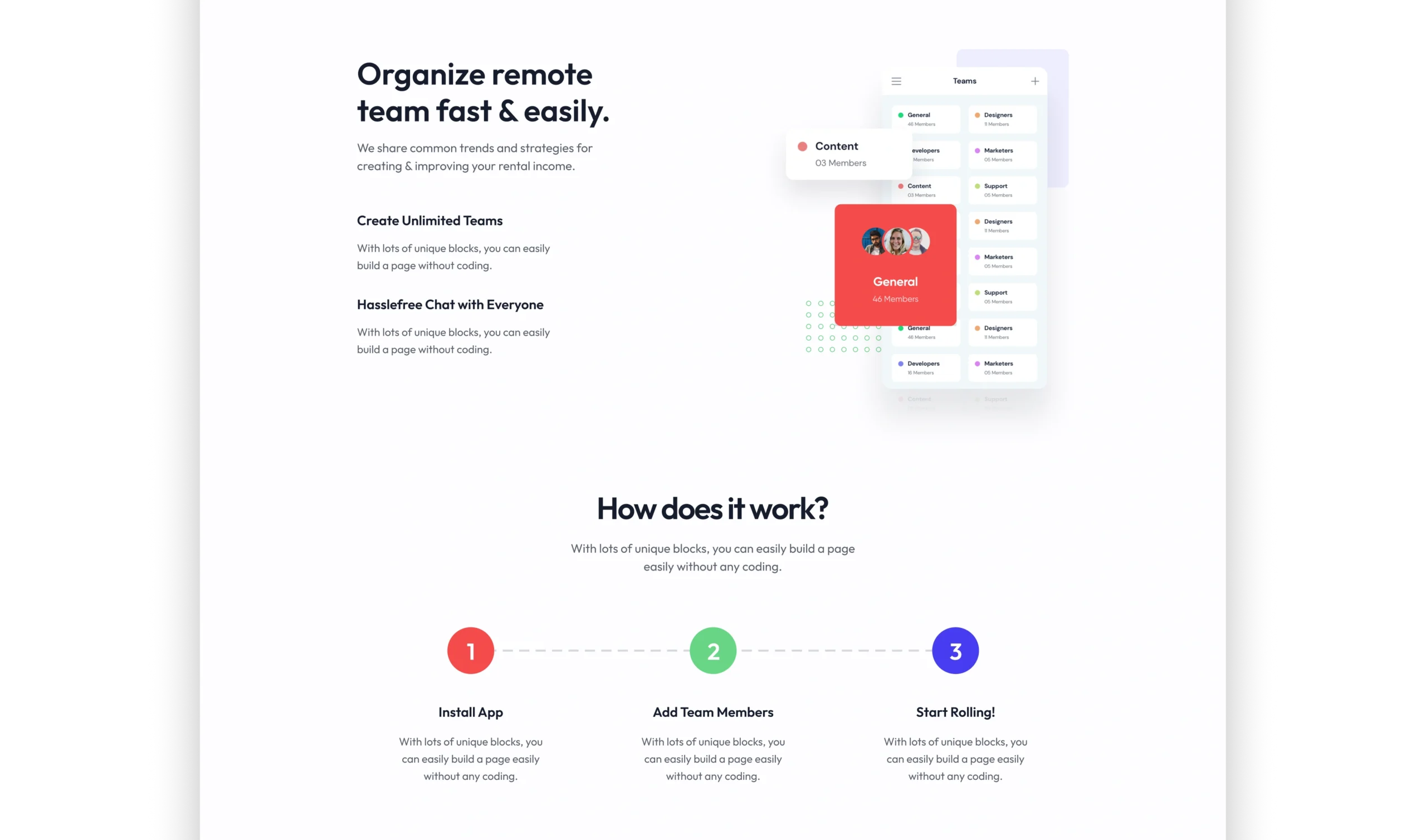 Remoteam – Landing Page for Team Collaboration App 2