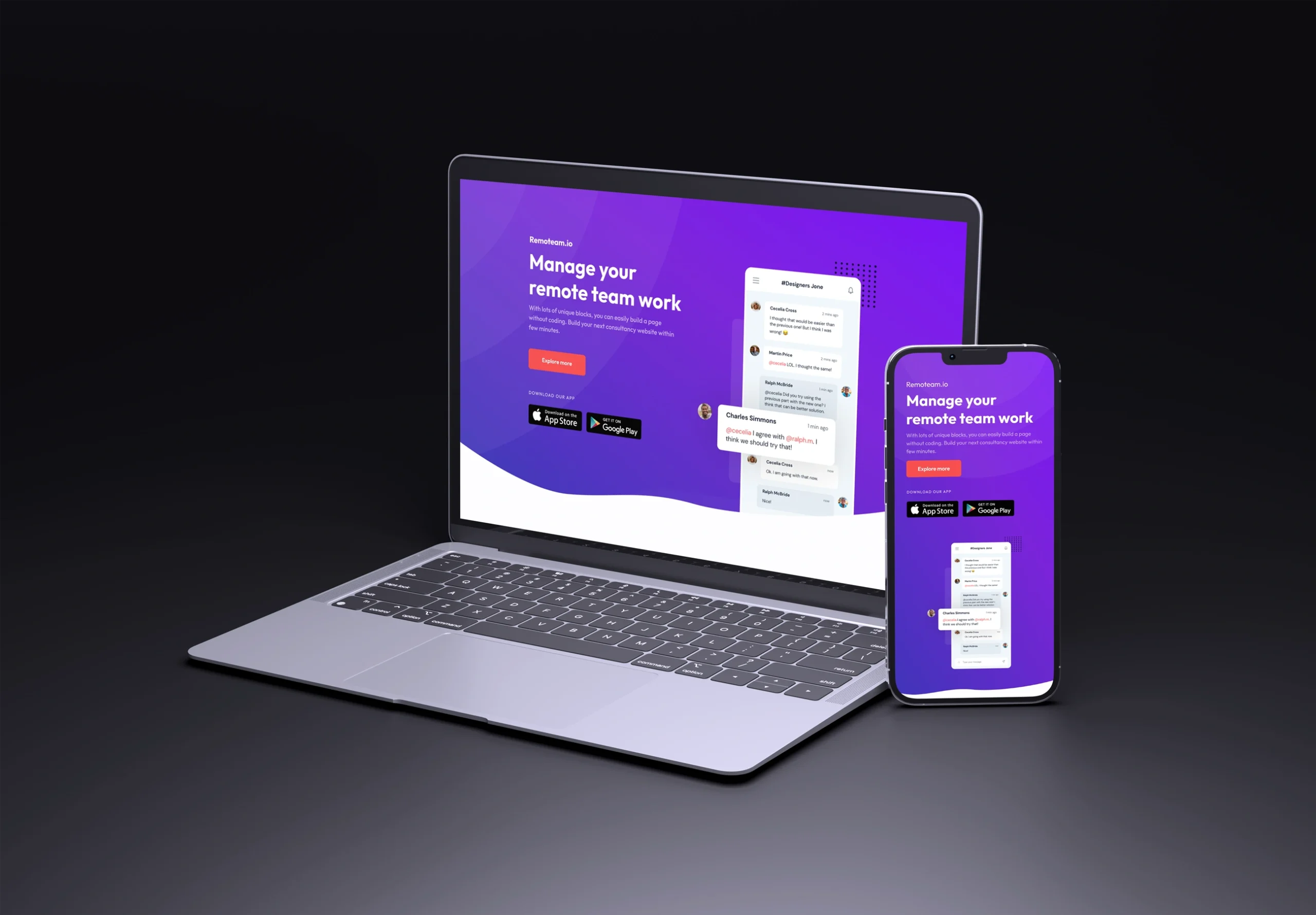 Remoteam mockup