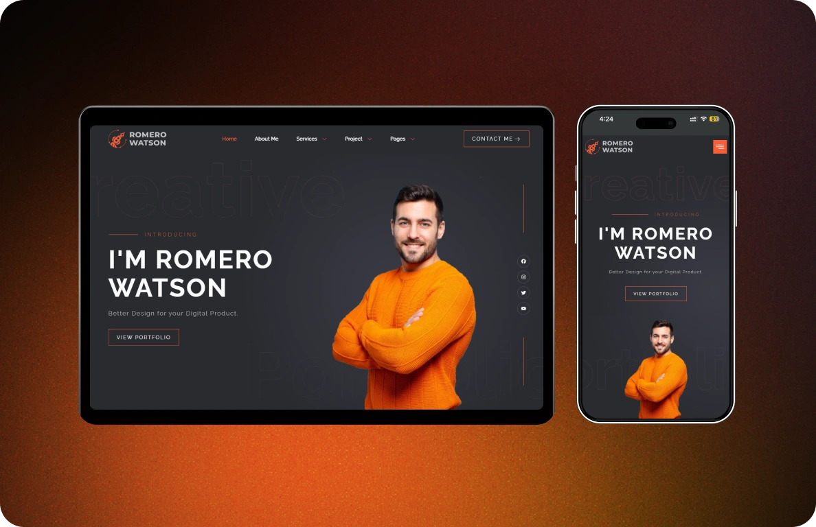 Romero – Responsive Portfolio Website for Digital Product Designer project preview
